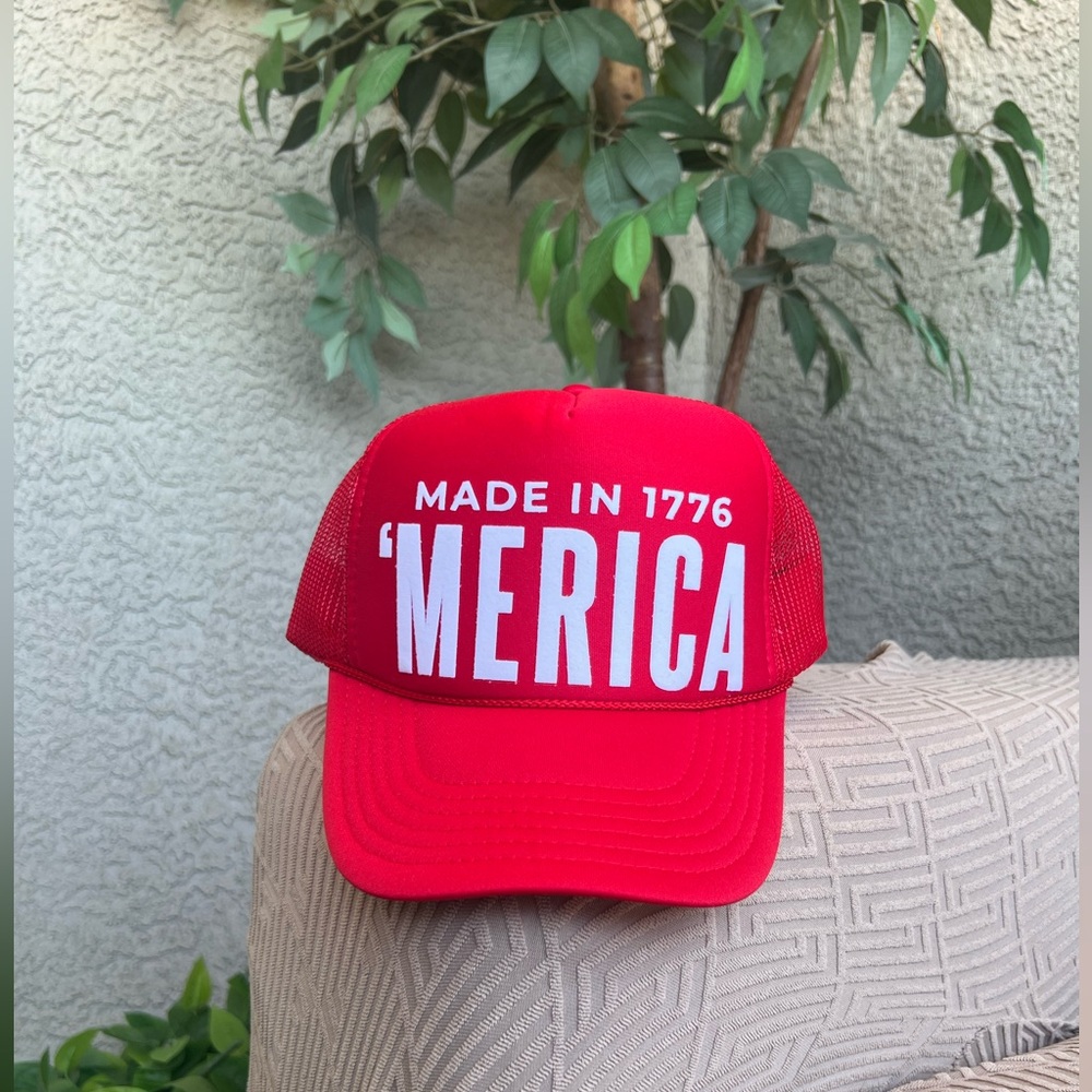 Red 'Merica Trucker Hat, USA Red White and Blue, Independence Day, July 4th